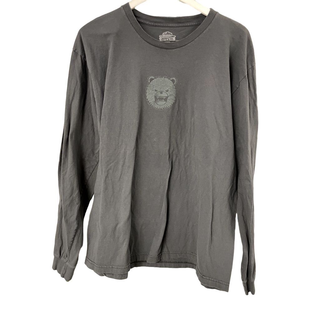Danger Ranger Bear Wilderness T-Shirt Mens 2XL‎ Cotton Gray USA Long Sleeve Logo